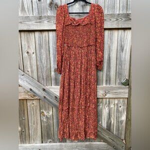 Farm Rio Floral Rust Maxi Dress